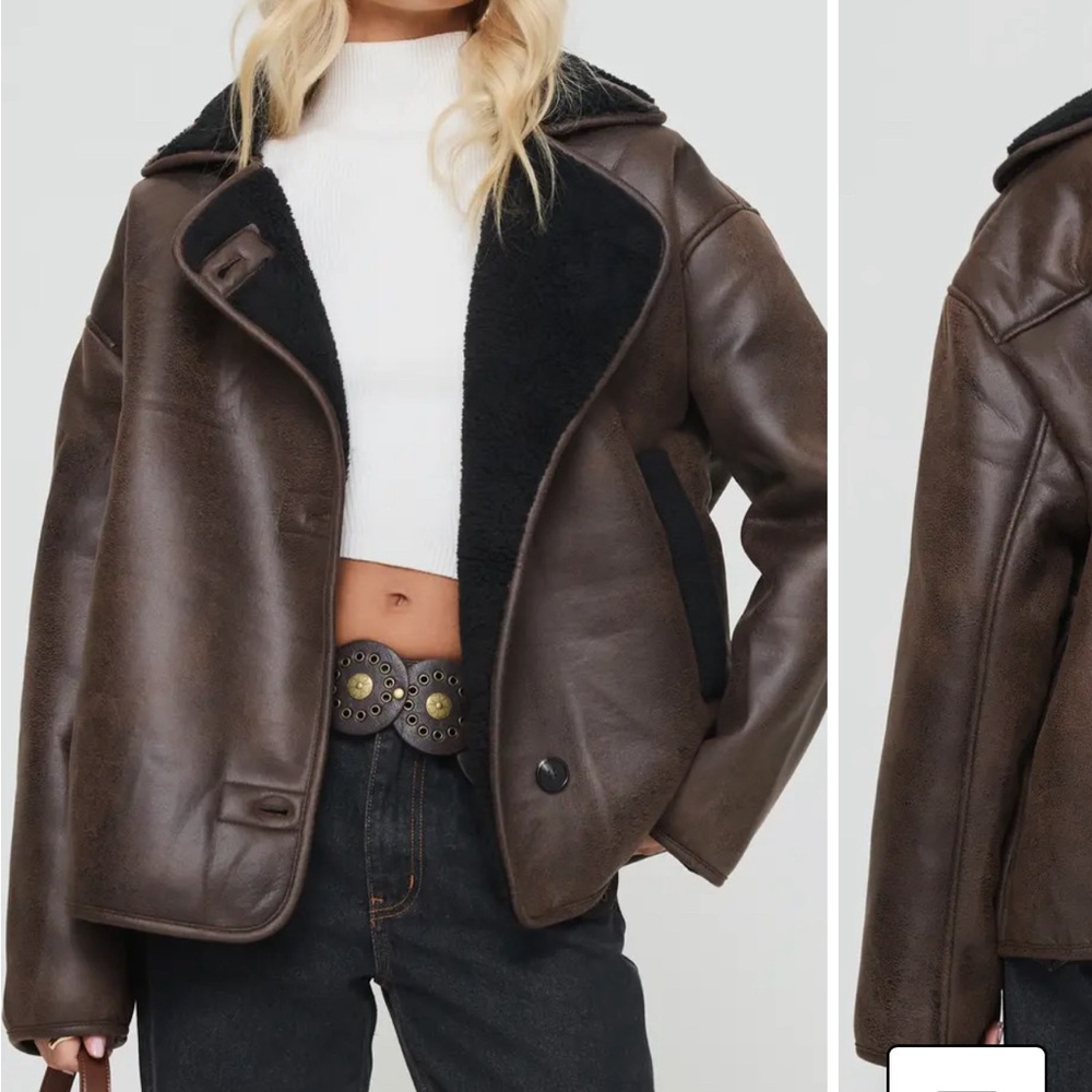 Nunez Water Repellent Faux Shearling Lined Faux Leather Jacket